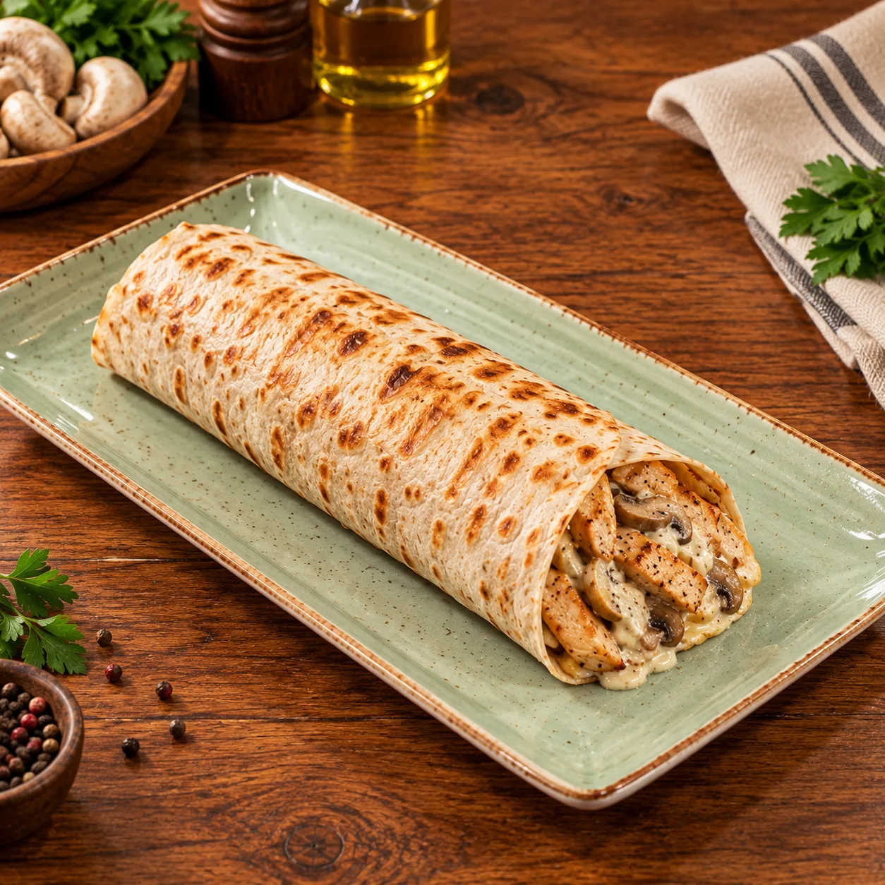 Kremalı Mantarlı Tavuk Dürüm